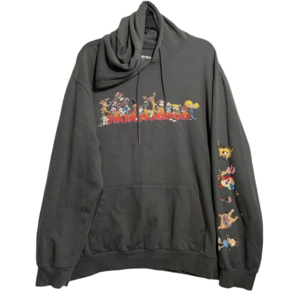 Nickelodeon Hoodie Sweatshirt Man Medium Gray Graphic Characters Travel Vacation